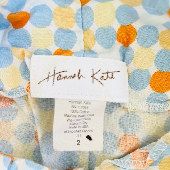 Hannah Kate Blue and Orange Polka Dot Kids Overalls Size 2 (Like New) - Picture 3 of 3
